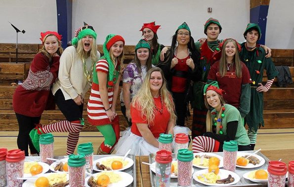 Students dressed as elves