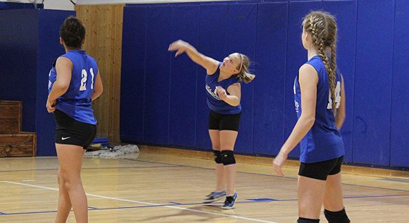 Girls playing Volleyball